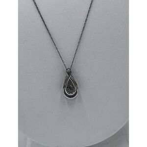 HOU‎ 925 Sterling Silver Natural Dancing Diamond Twist Pendant Infinity Necklace